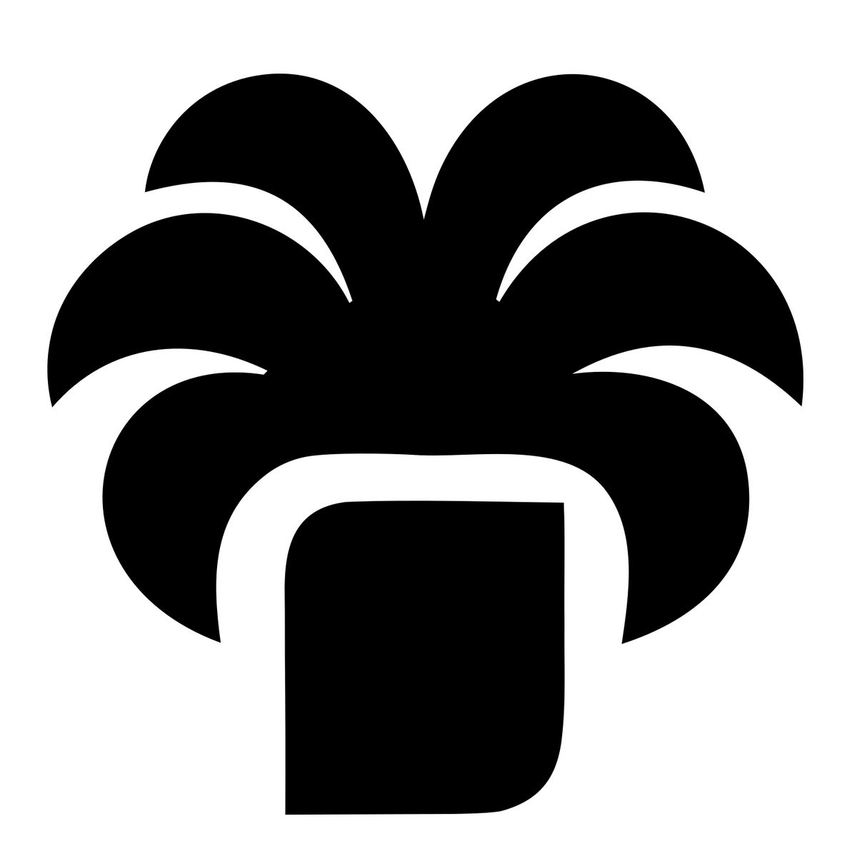 Bold Potted Tropical Palm Tree Badge #ffffff/#000000