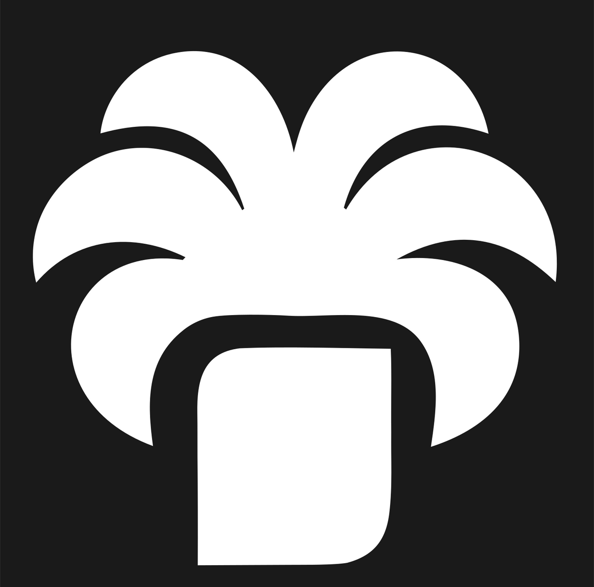 Bold Potted Tropical Palm Tree Badge #1a1a1a/#ffffff
