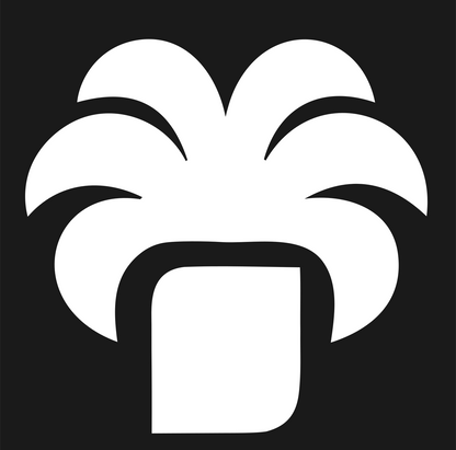 Bold Potted Tropical Palm Tree Badge #1a1a1a/#ffffff