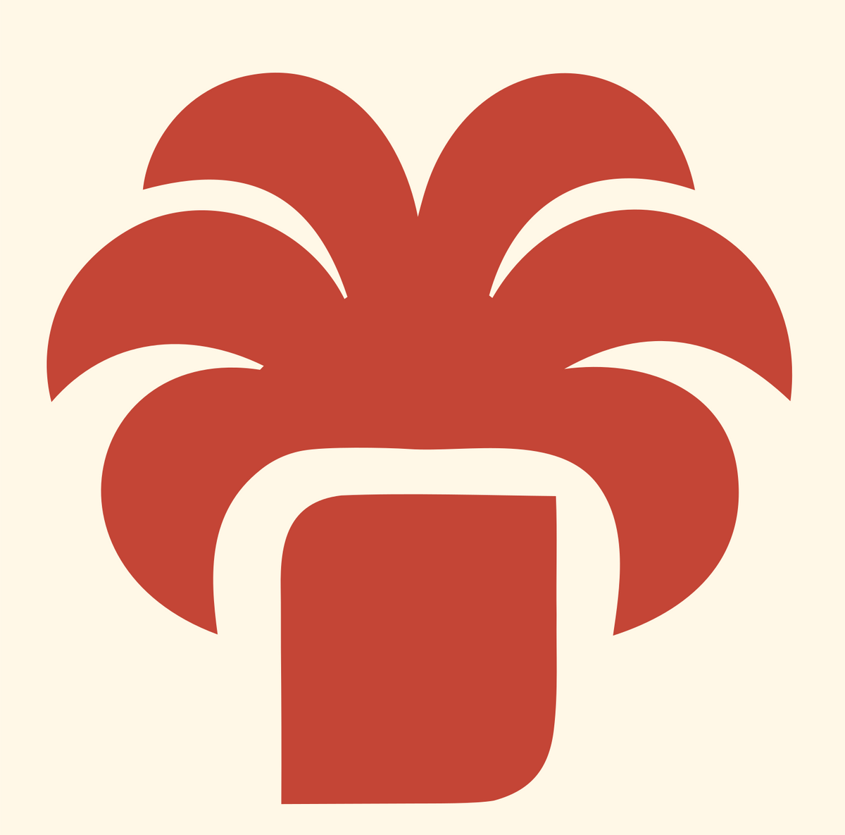 Bold Potted Tropical Palm Tree Badge #fff8e7/#c44536