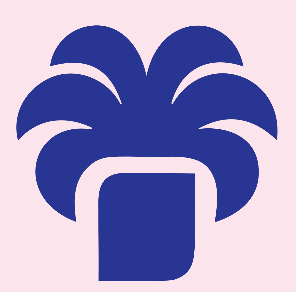 Bold Potted Tropical Palm Tree Badge #fce4ec/#283593