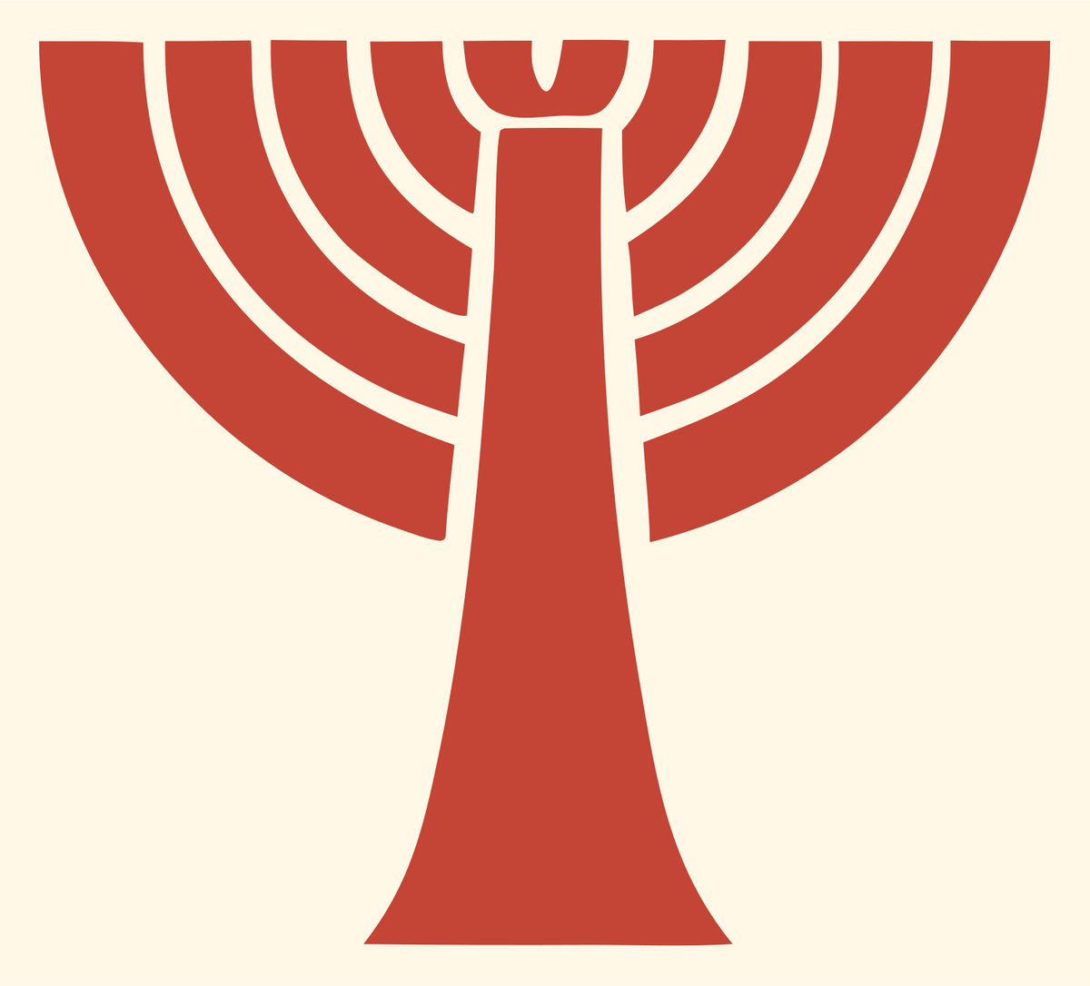 Bold Concentric Signal Wave Palm Icon #fff8e7/#c44536