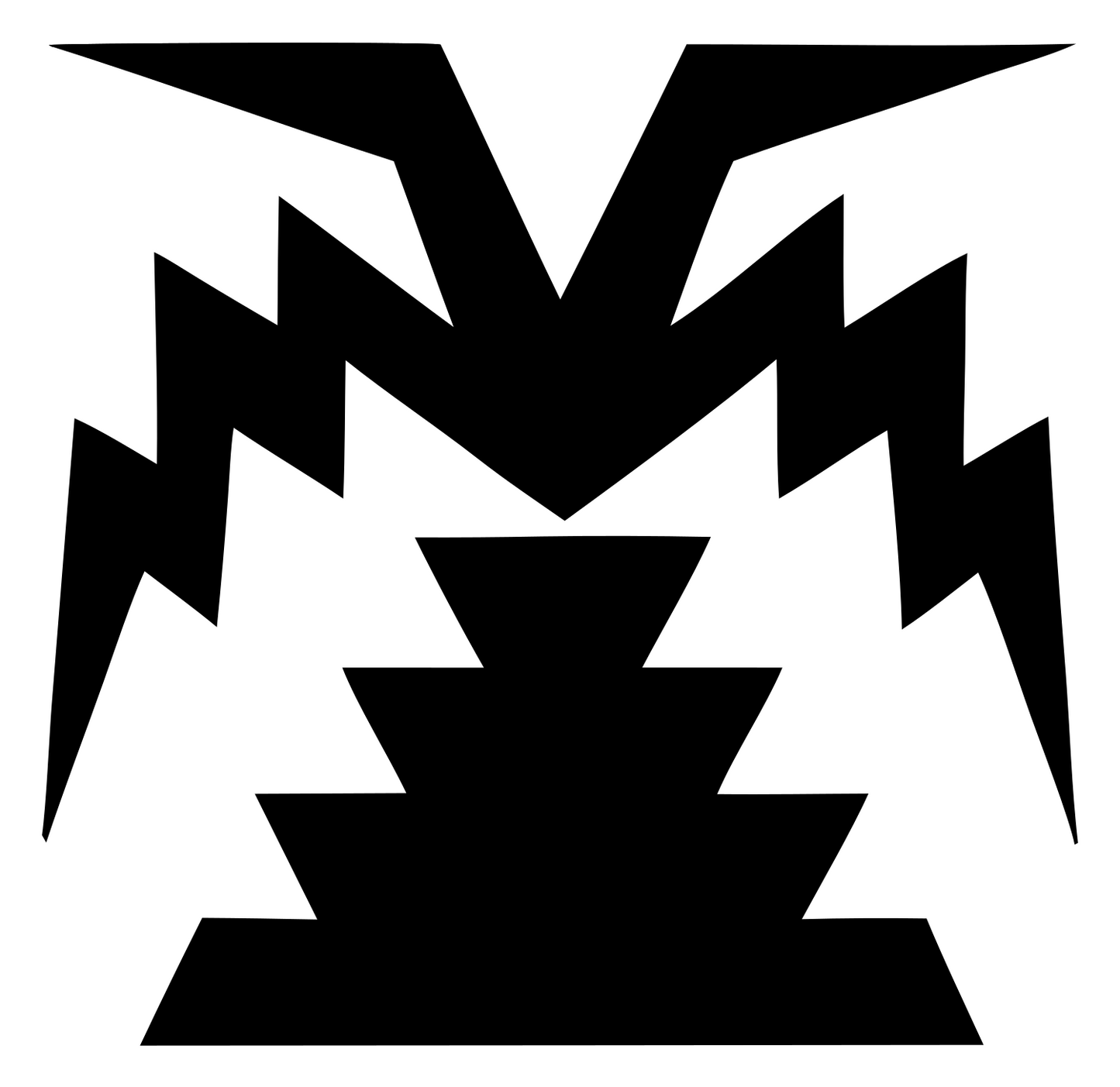 Zigzag Frond Stepped Trunk Palm Crest #ffffff/#000000