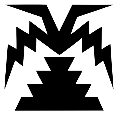 Zigzag Frond Stepped Trunk Palm Crest #ffffff/#000000