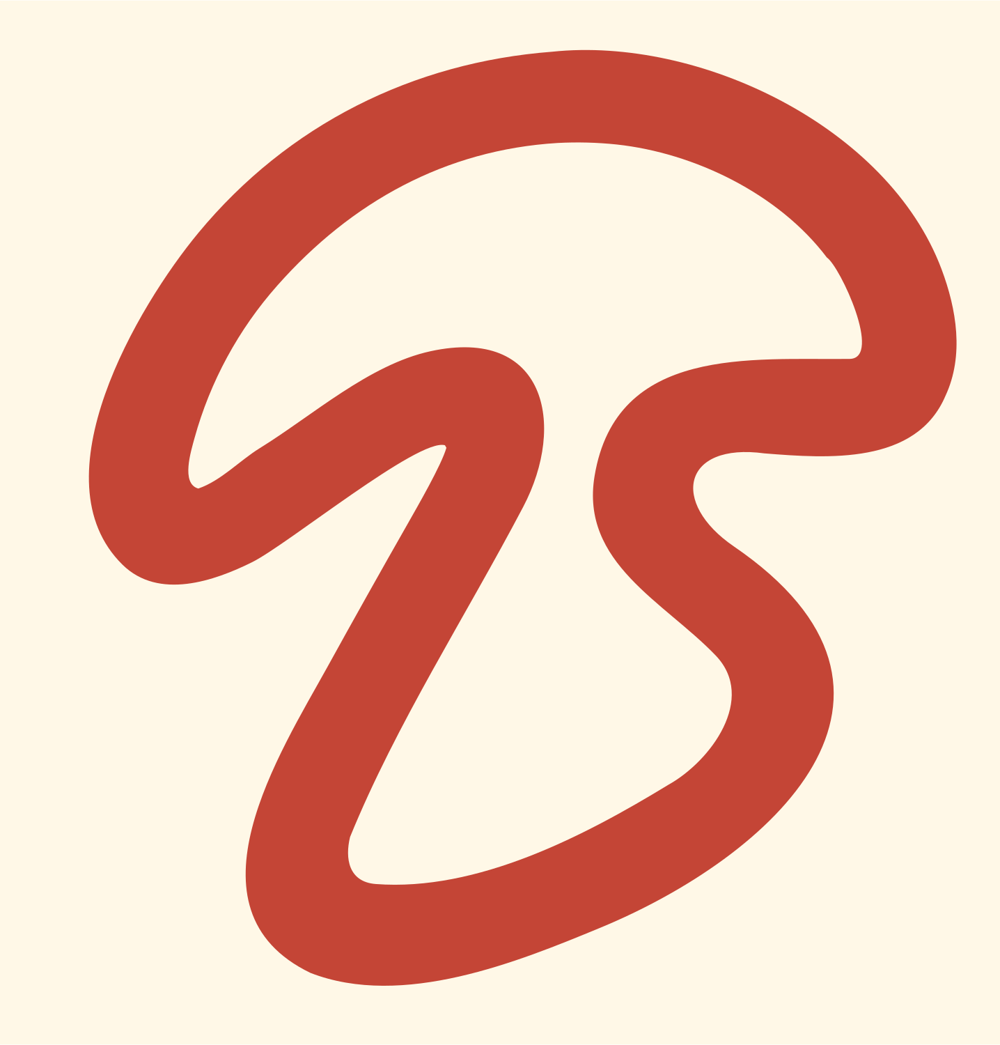 Monoline Flowing Single Mushroom Mark #fff8e7/#c44536