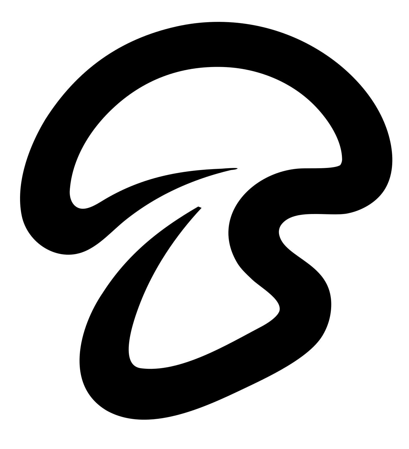 Monoline Bold Curved Mushroom Cap Icon #ffffff/#000000