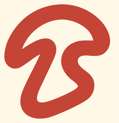 Monoline Ribbon-Stem Mushroom Badge #fff8e7/#c44536
