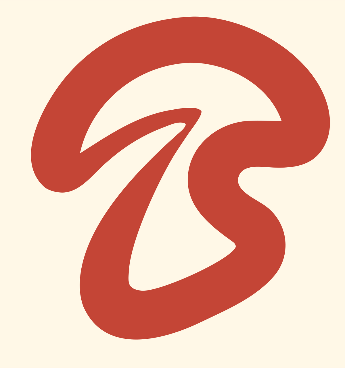 Monoline Thick Stroke Mushroom Emblem #fff8e7/#c44536