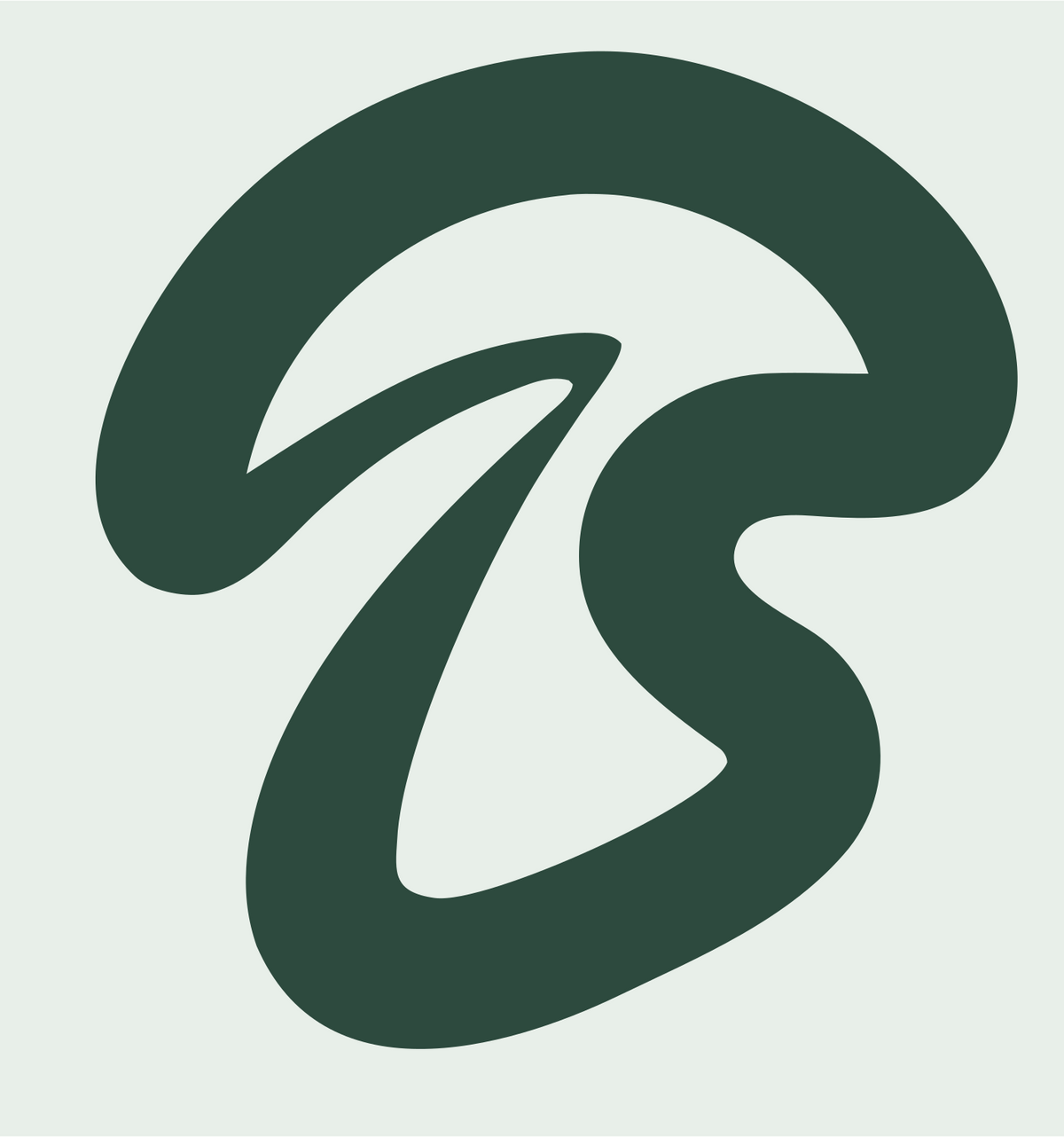 Monoline Thick Stroke Mushroom Emblem #e8efe9/#2d4a3e