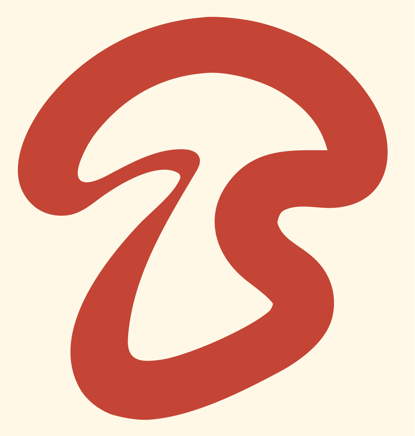 Monoline Fluid Loop Mushroom Emblem #fff8e7/#c44536