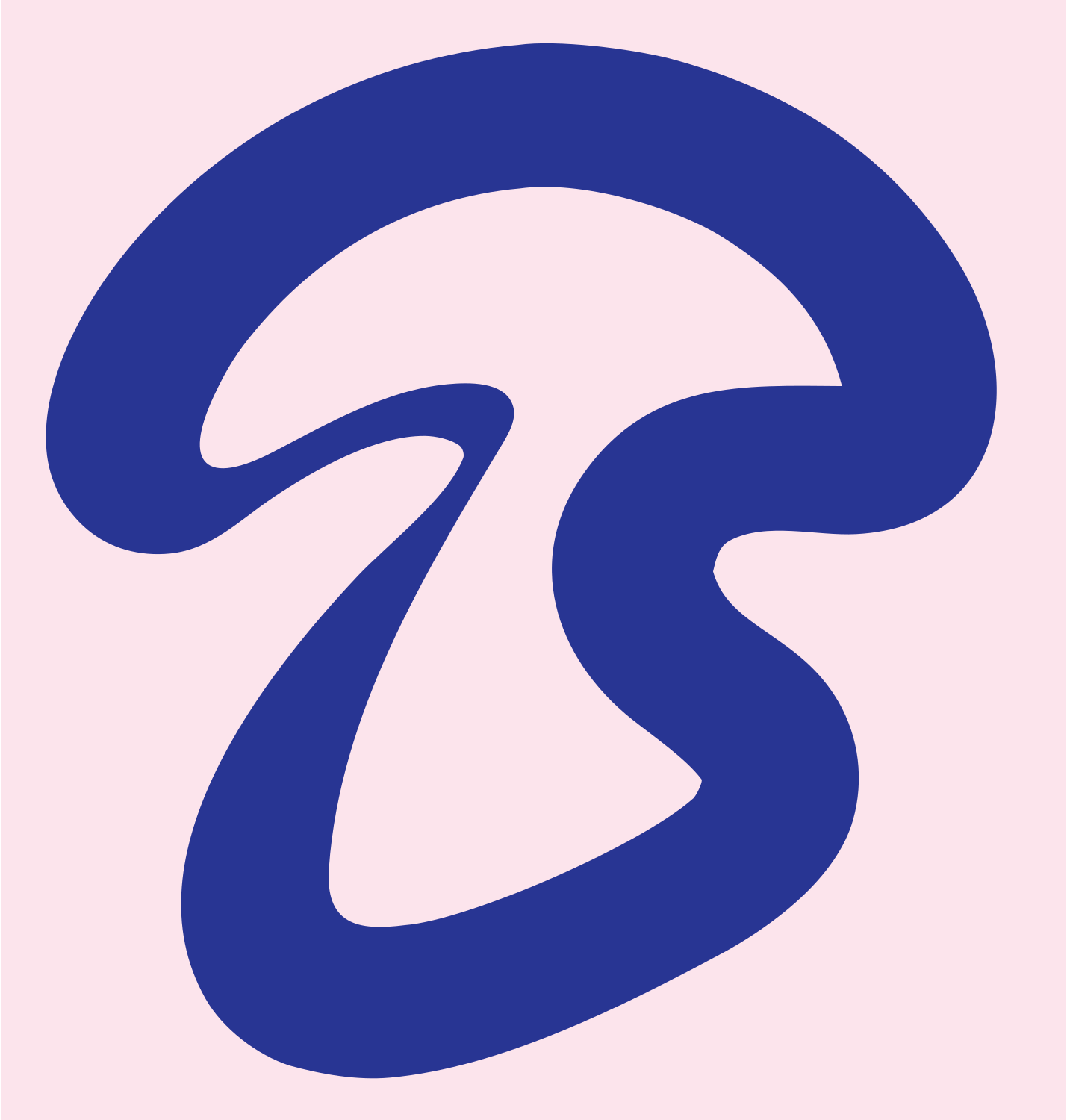 Monoline Fluid Loop Mushroom Emblem #fce4ec/#283593