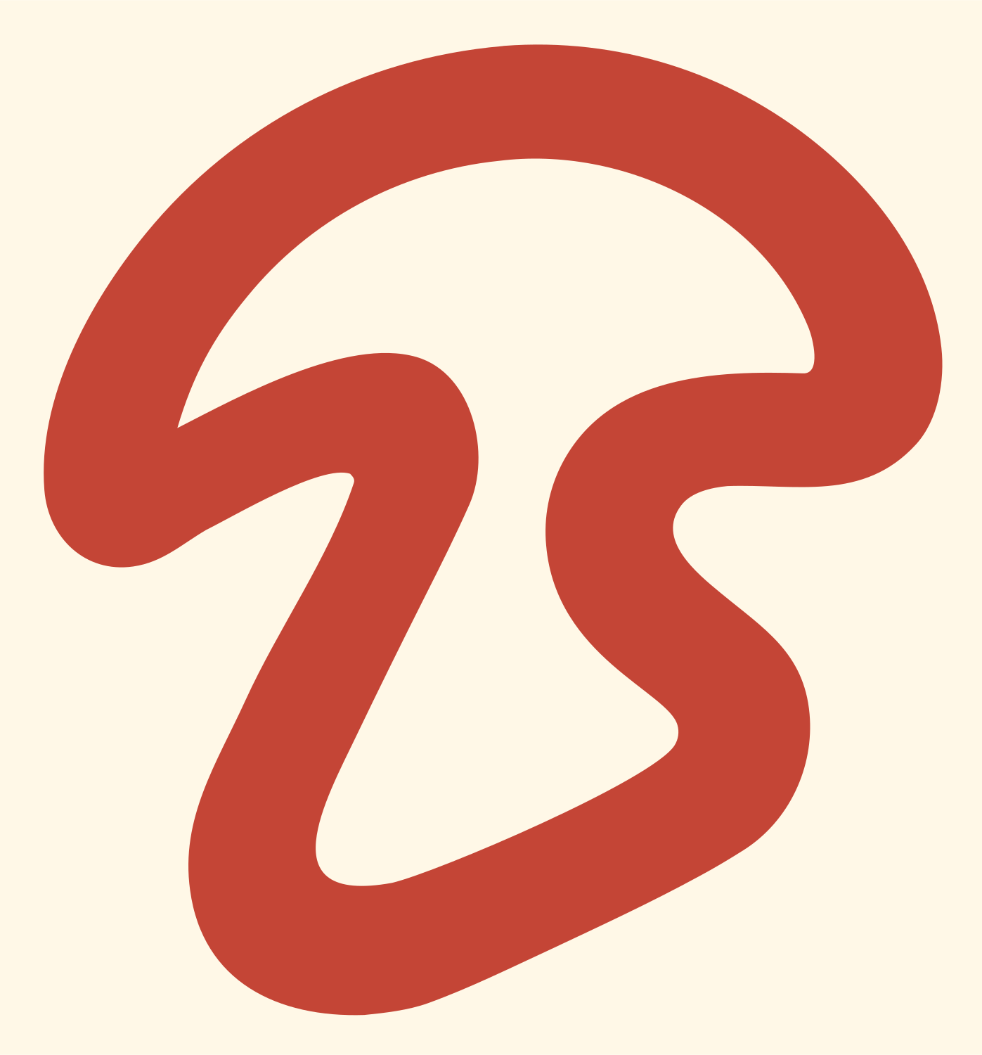 Monoline Open-Path Mushroom Side Mark #fff8e7/#c44536