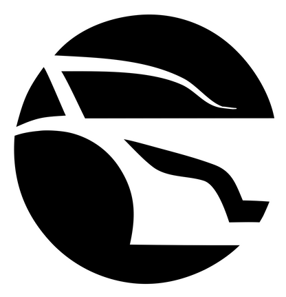 Negative Space Circle Bullet Train Icon #ffffff/#000000