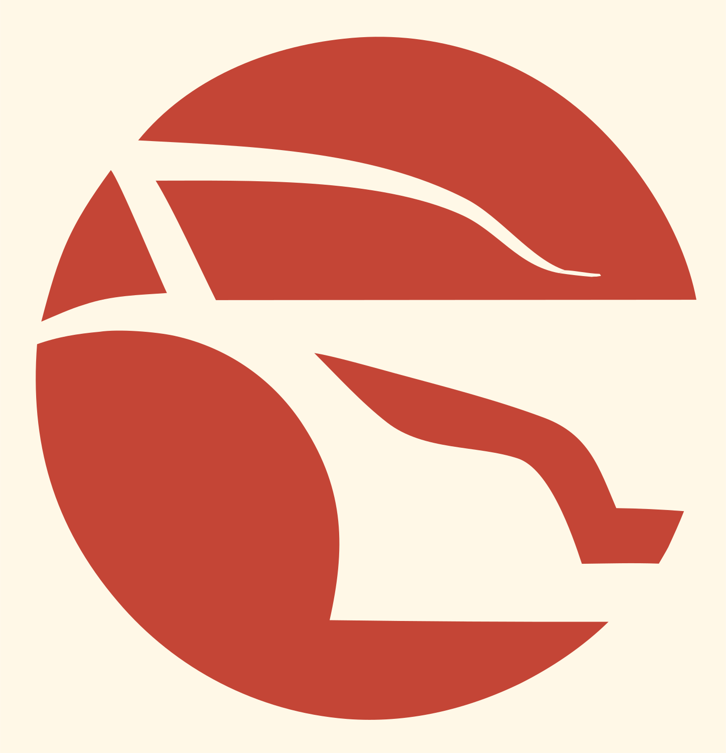 Negative Space Circle Bullet Train Icon #fff8e7/#c44536