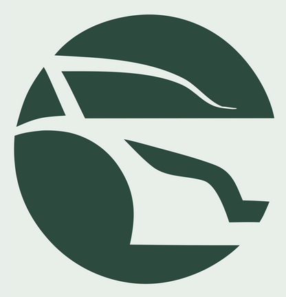 Negative Space Circle Bullet Train Icon #e8efe9/#2d4a3e