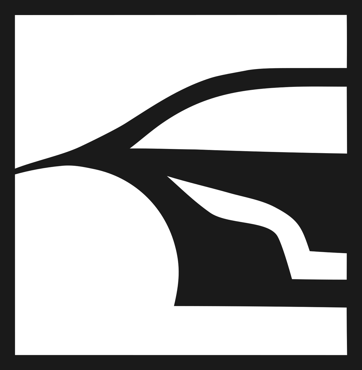Negative Space Square Sports Car Mark #1a1a1a/#ffffff