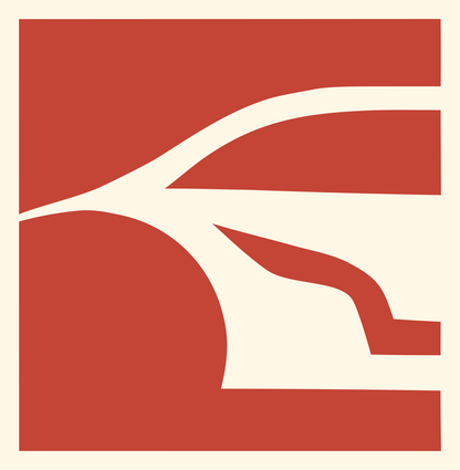 Negative Space Square Sports Car Mark #fff8e7/#c44536