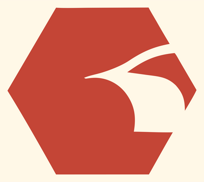 Negative Space Hexagon Eagle Car Mark #fff8e7/#c44536