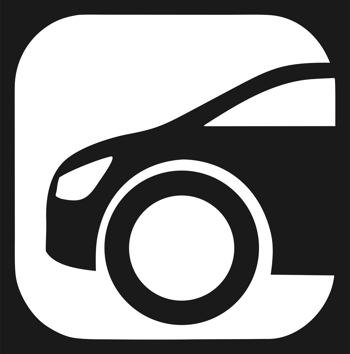 Negative Space Rounded Square Hatchback Icon #1a1a1a/#ffffff