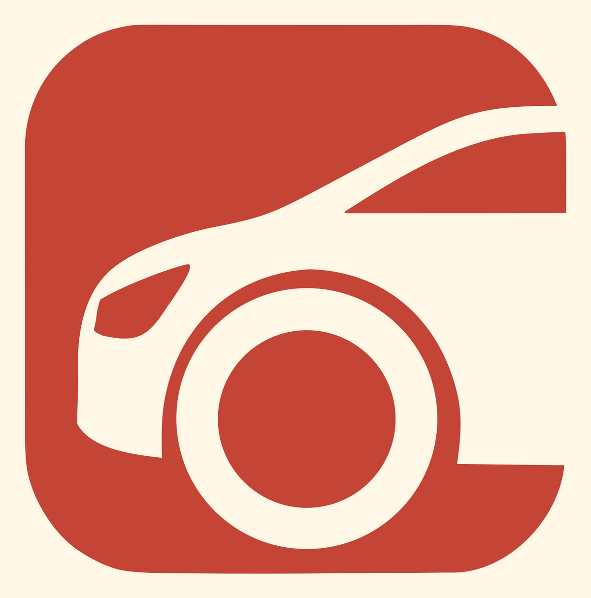 Negative Space Rounded Square Hatchback Icon #fff8e7/#c44536