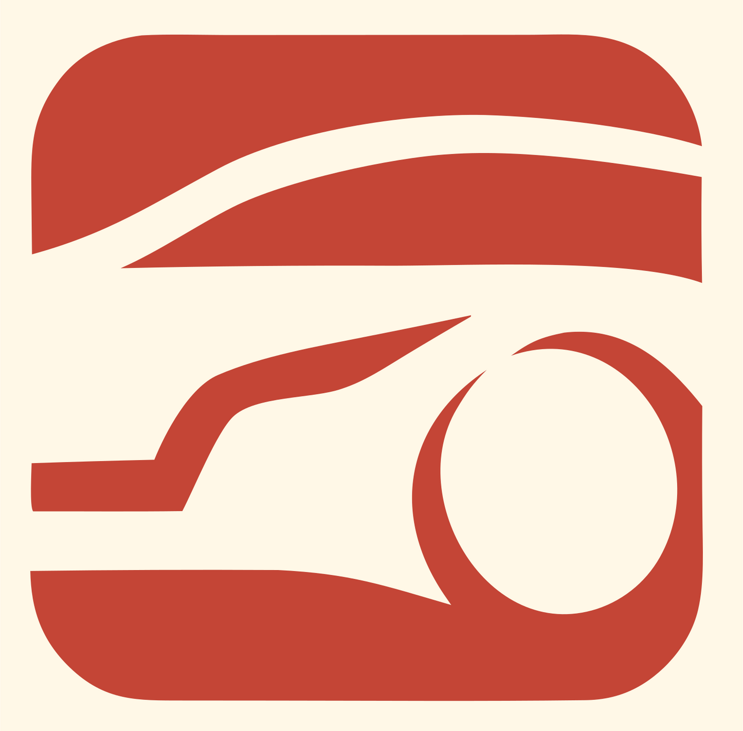 Negative Space Rounded Square Fog Light Car Mark #fff8e7/#c44536