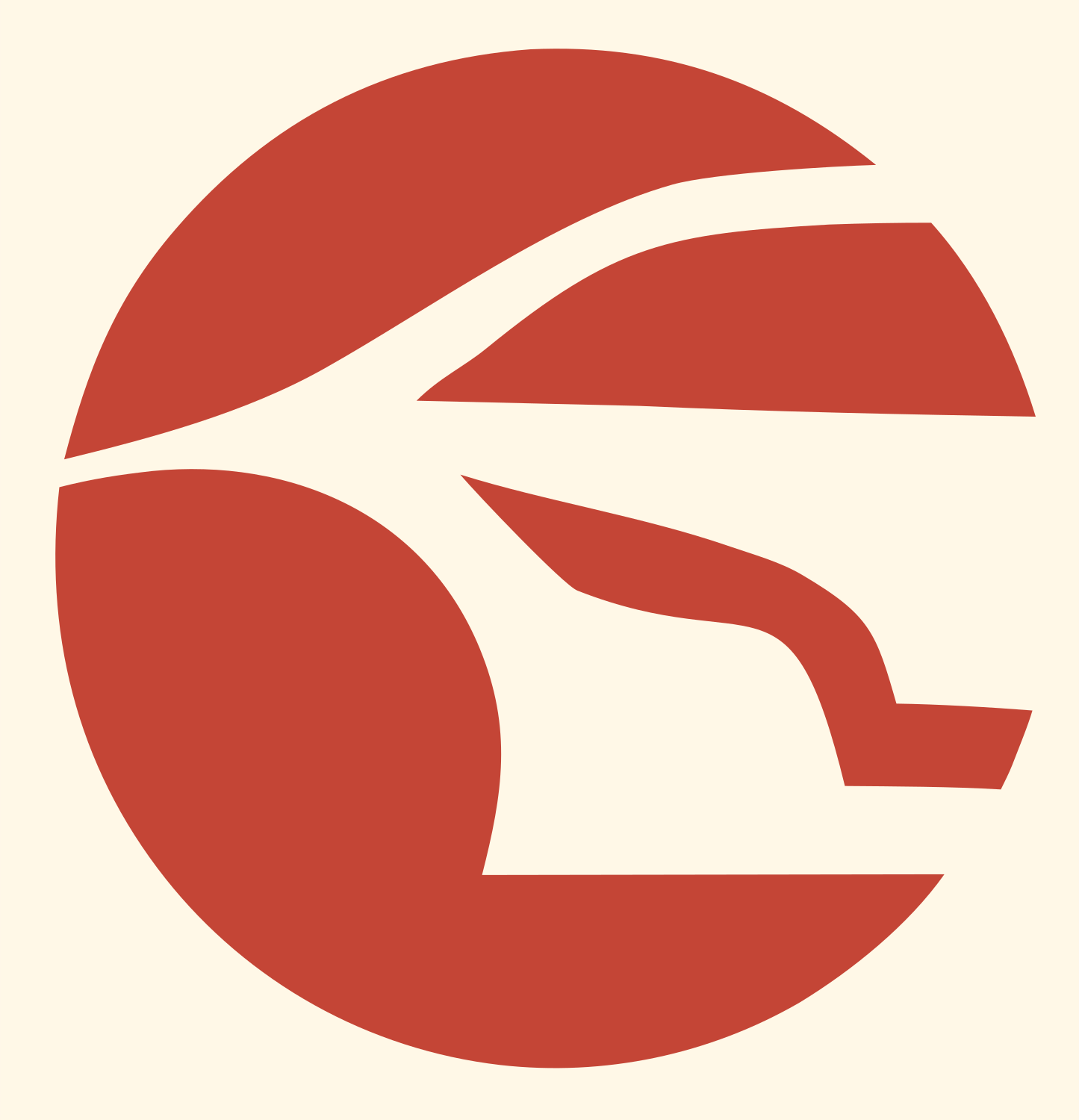 Negative Space Circle Bullet Train Mark #fff8e7/#c44536