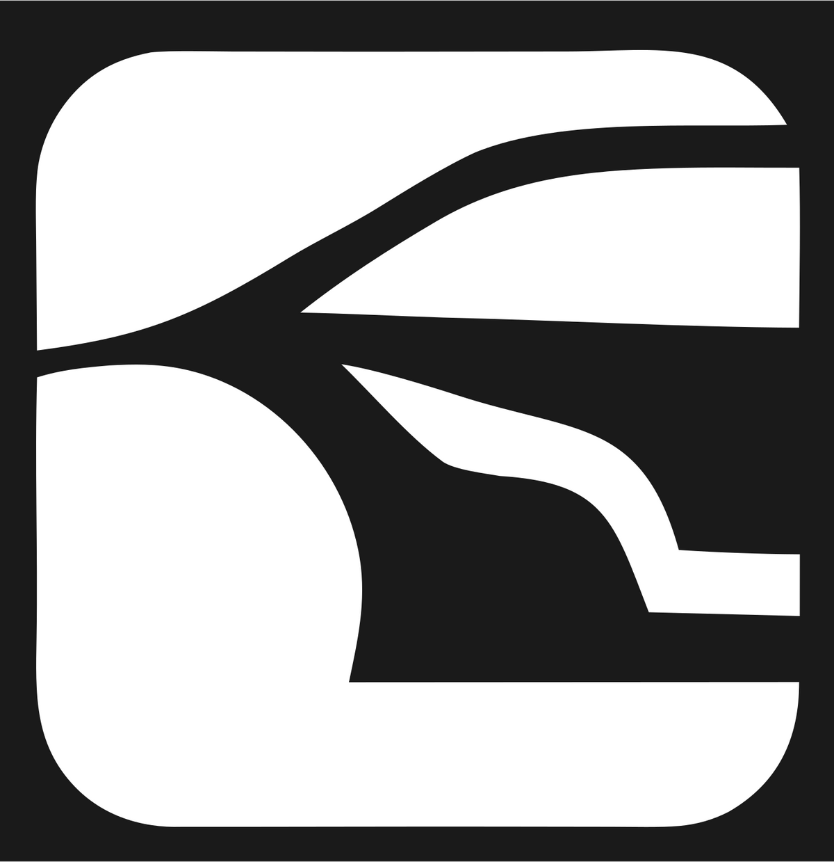 Negative Space Sleek Coupe Rooftop Icon #1a1a1a/#ffffff