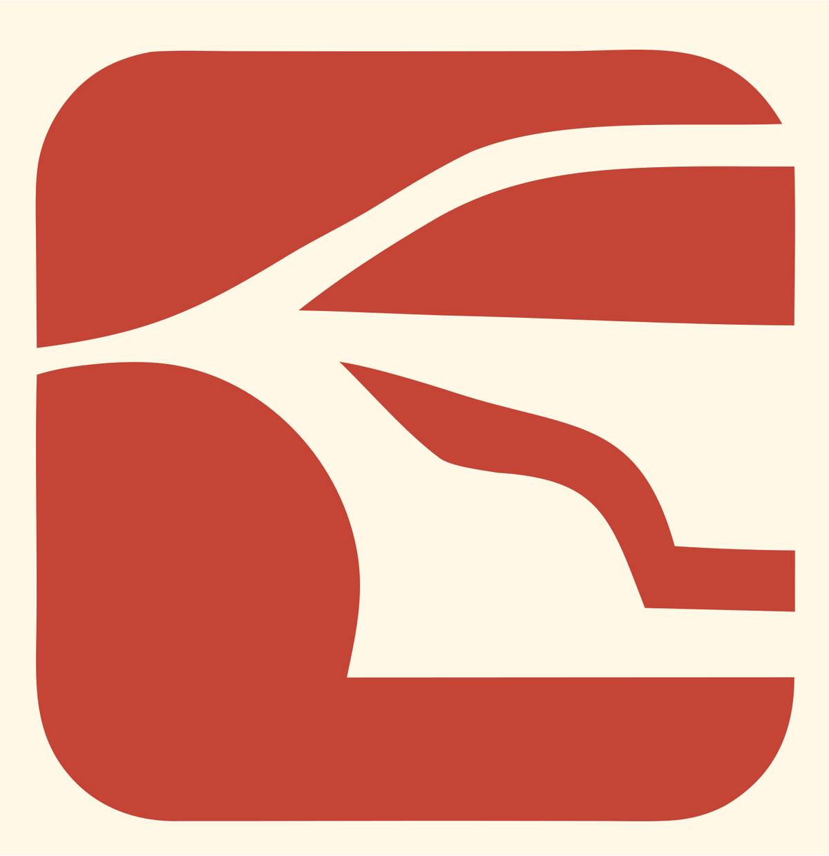 Negative Space Sleek Coupe Rooftop Icon #fff8e7/#c44536