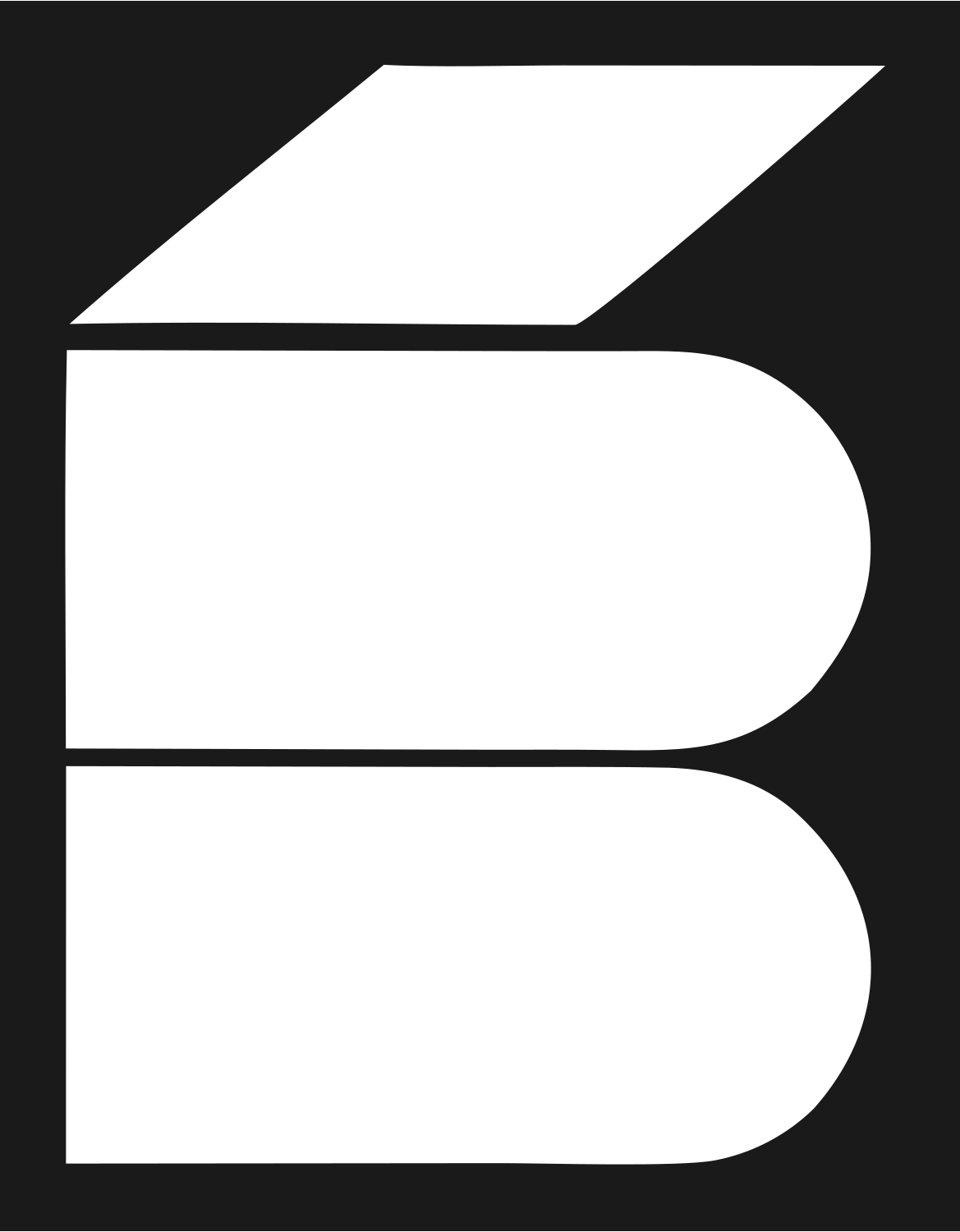 Brutalist Stacked Letter B Airplane Mark #1a1a1a/#ffffff
