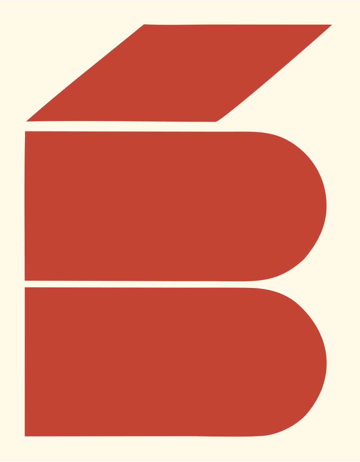 Brutalist Stacked Letter B Airplane Mark #fff8e7/#c44536