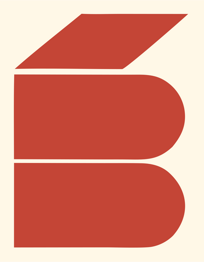 Brutalist Stacked Letter B Airplane Mark #fff8e7/#c44536