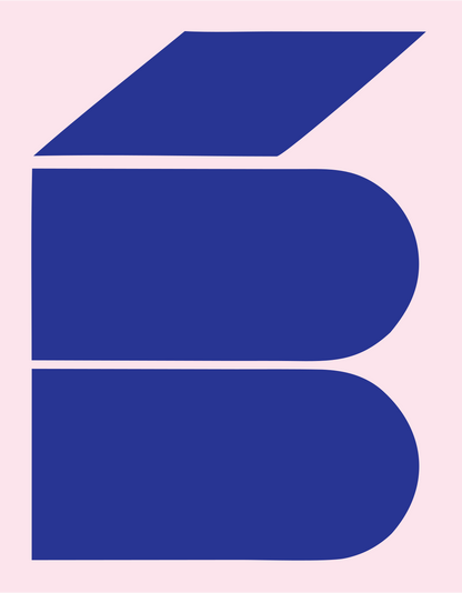 Brutalist Stacked Letter B Airplane Mark #fce4ec/#283593