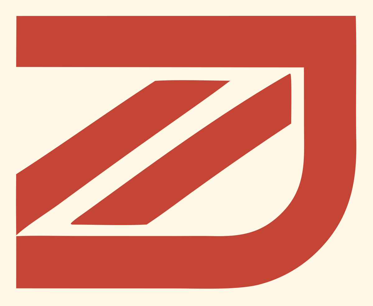 Brutalist Diagonal Stripe Jet Letter Mark #fff8e7/#c44536