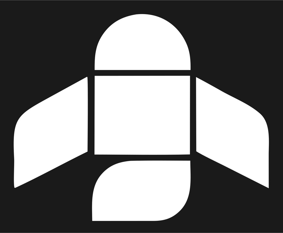 Brutalist Block Panel Rocket Ship Mark #1a1a1a/#ffffff