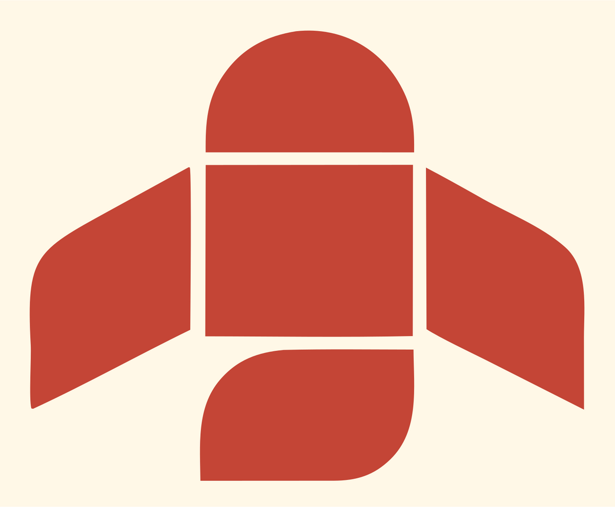 Brutalist Block Panel Rocket Ship Mark #fff8e7/#c44536