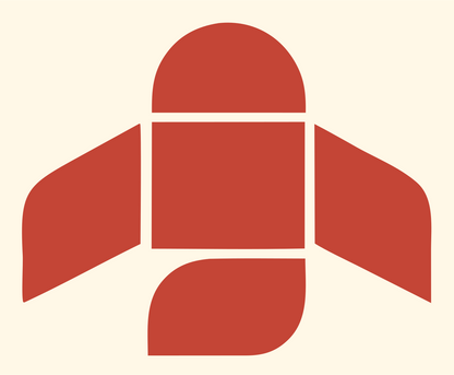 Brutalist Block Panel Rocket Ship Mark #fff8e7/#c44536