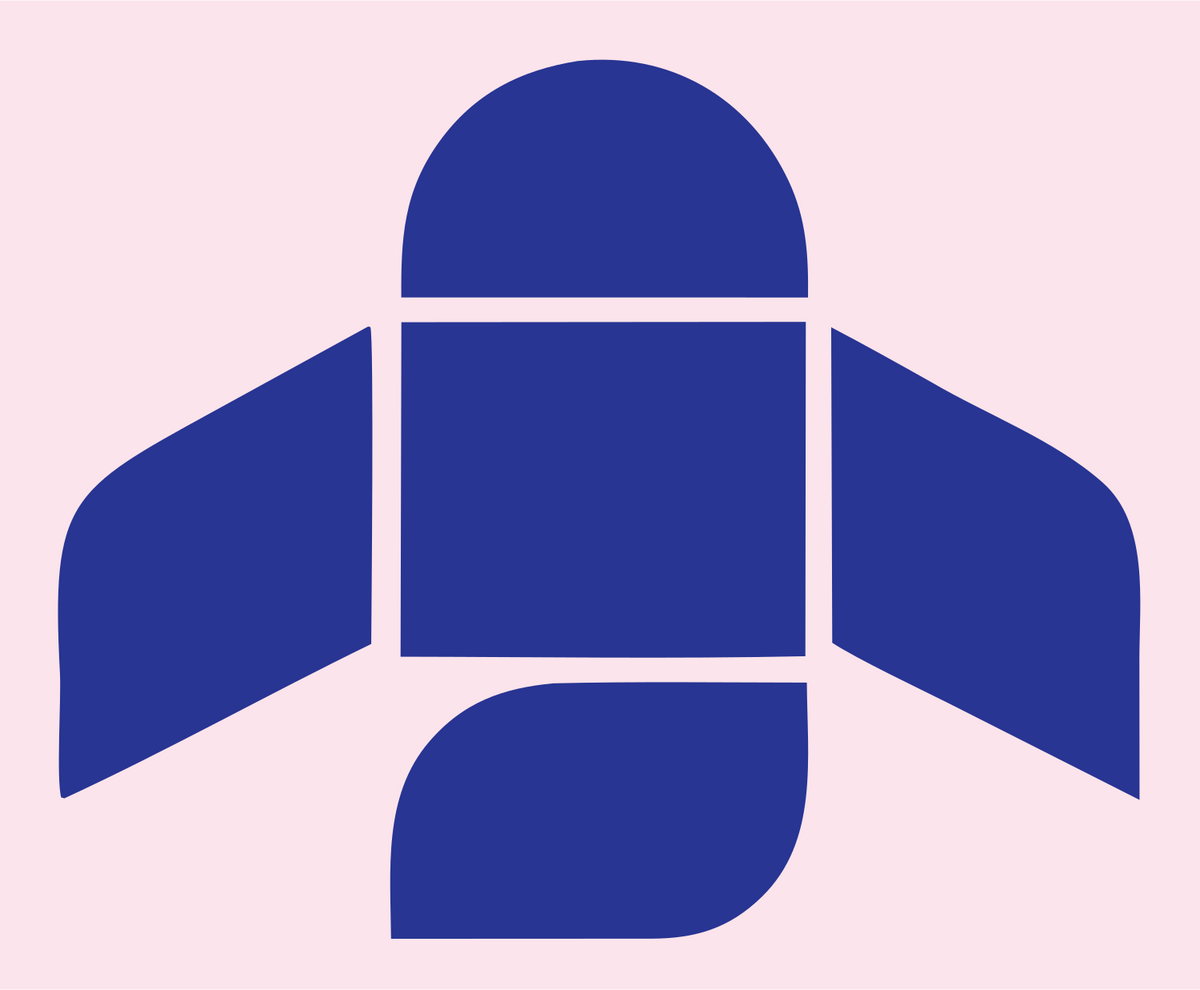 Brutalist Block Panel Rocket Ship Mark #fce4ec/#283593