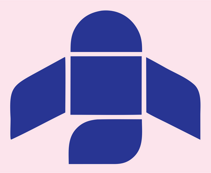 Brutalist Block Panel Rocket Ship Mark #fce4ec/#283593