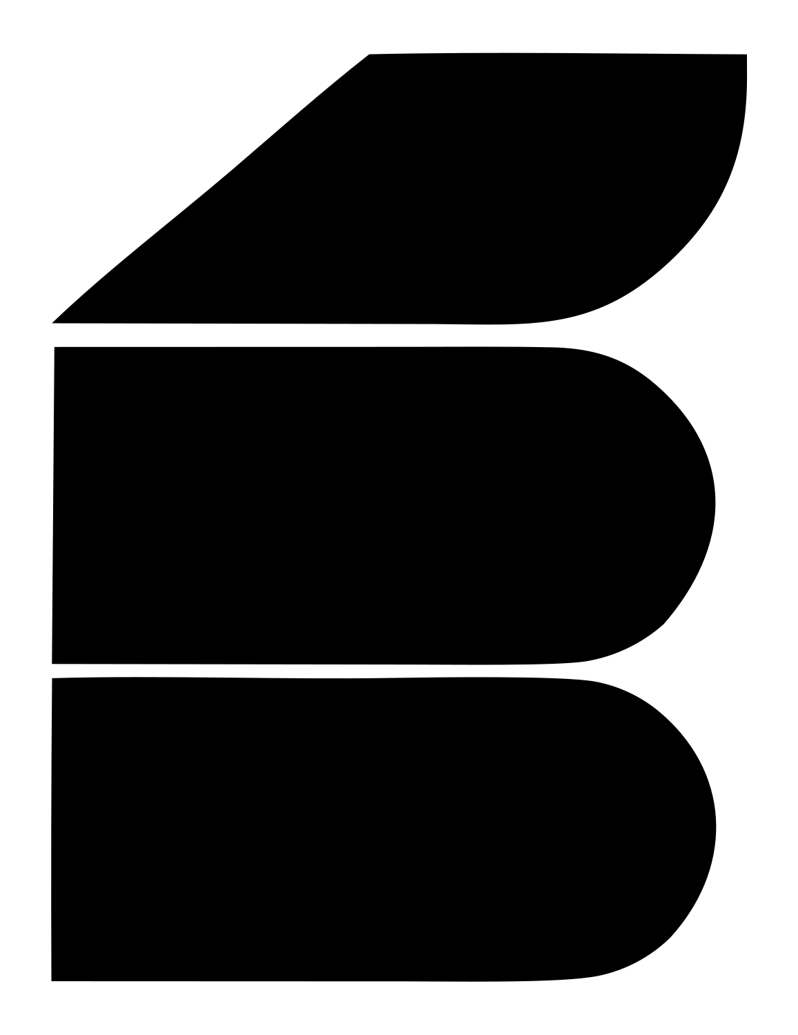 Brutalist Rounded Bar Fuselage Letter Badge #ffffff/#000000