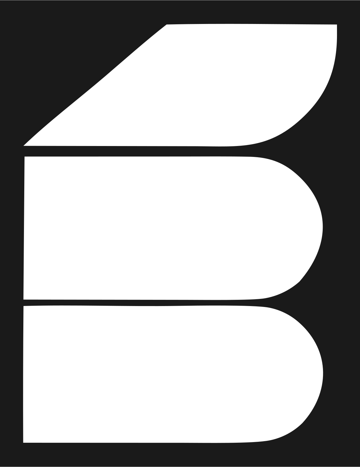 Brutalist Rounded Bar Fuselage Letter Badge #1a1a1a/#ffffff