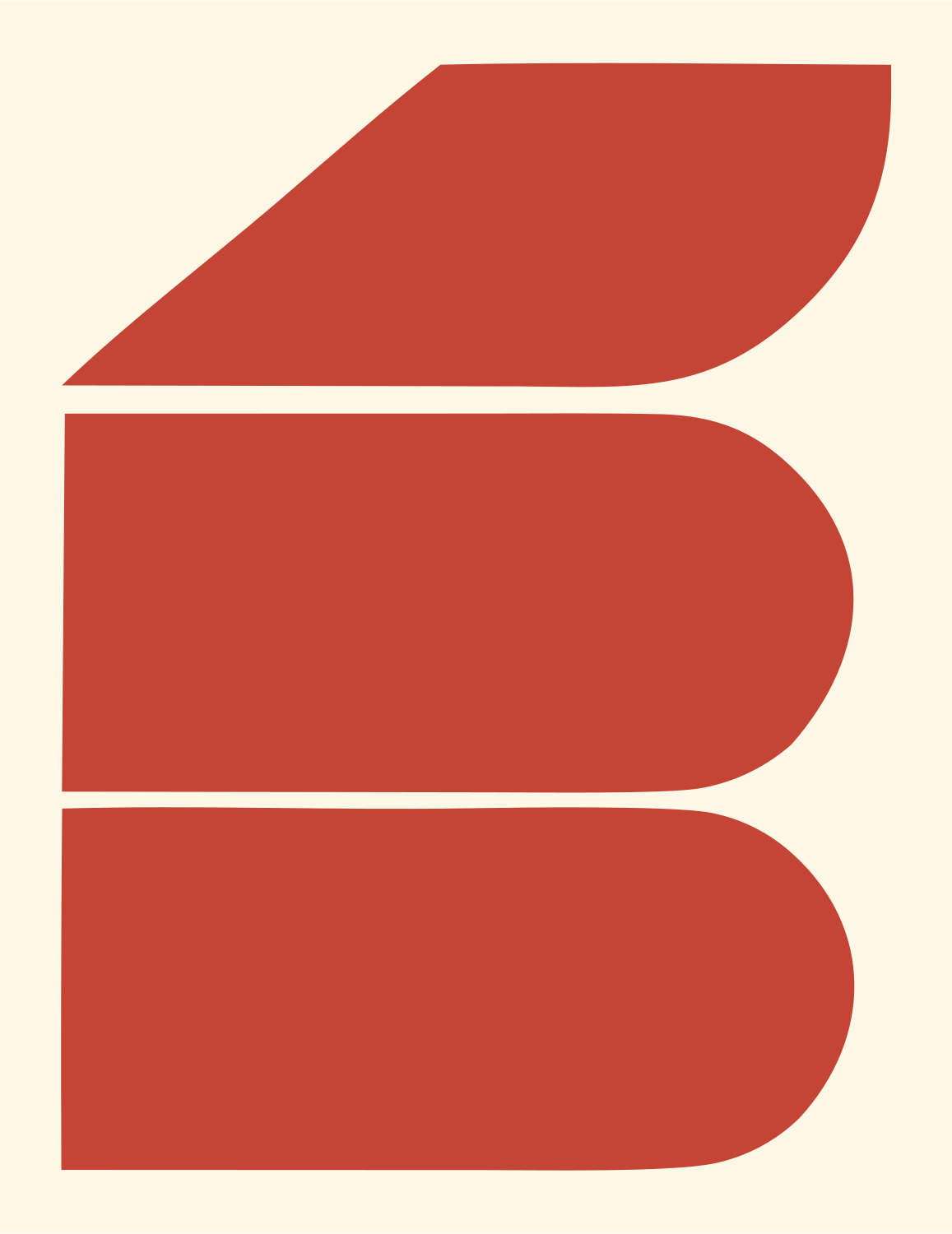 Brutalist Rounded Bar Fuselage Letter Badge #fff8e7/#c44536