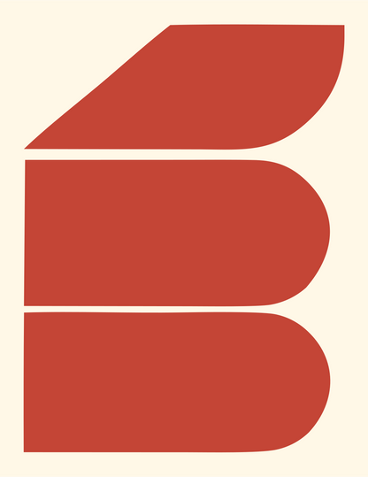 Brutalist Rounded Bar Fuselage Letter Badge #fff8e7/#c44536