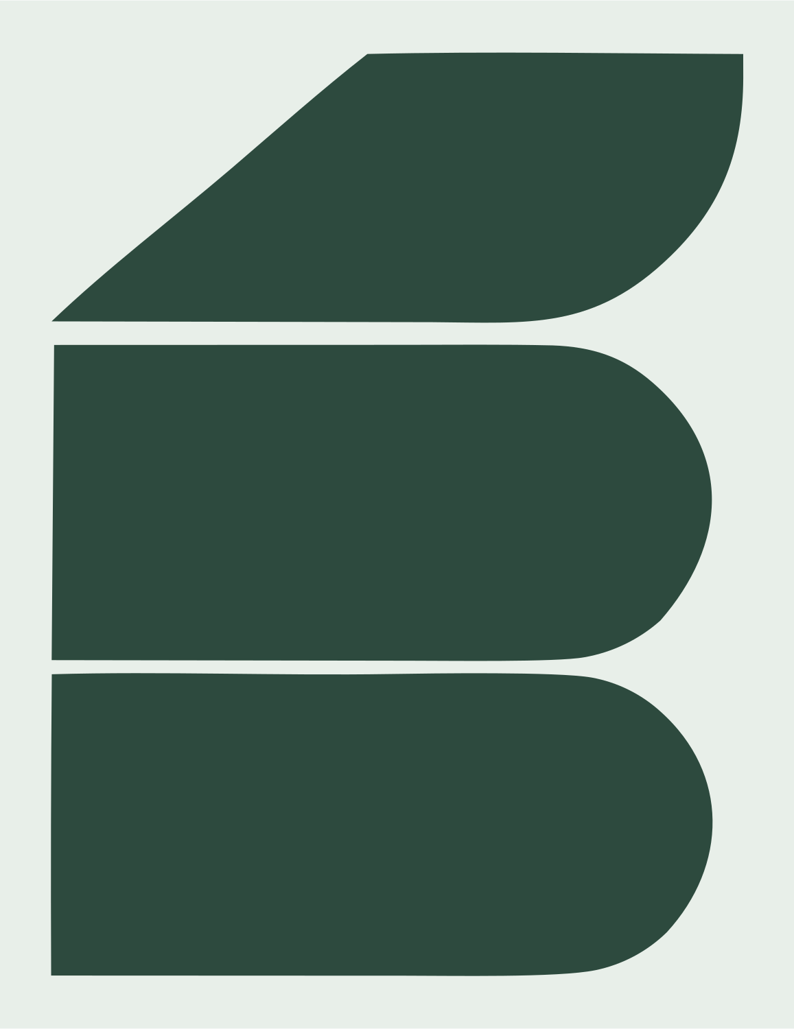 Brutalist Rounded Bar Fuselage Letter Badge #e8efe9/#2d4a3e