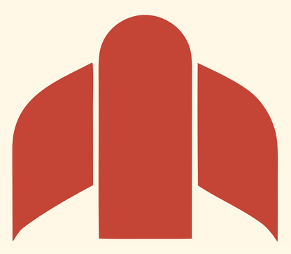 Brutalist Arched Wing Thrust Rocket Emblem #fff8e7/#c44536