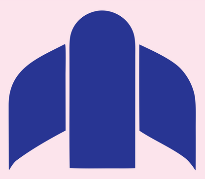 Brutalist Arched Wing Thrust Rocket Emblem #fce4ec/#283593
