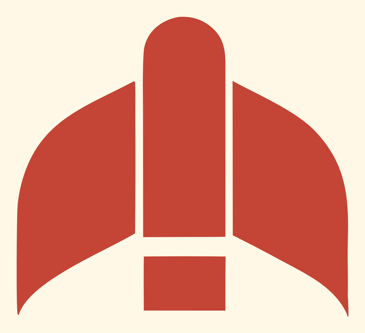 Brutalist Split Wing Jet Fuselage Crest #fff8e7/#c44536