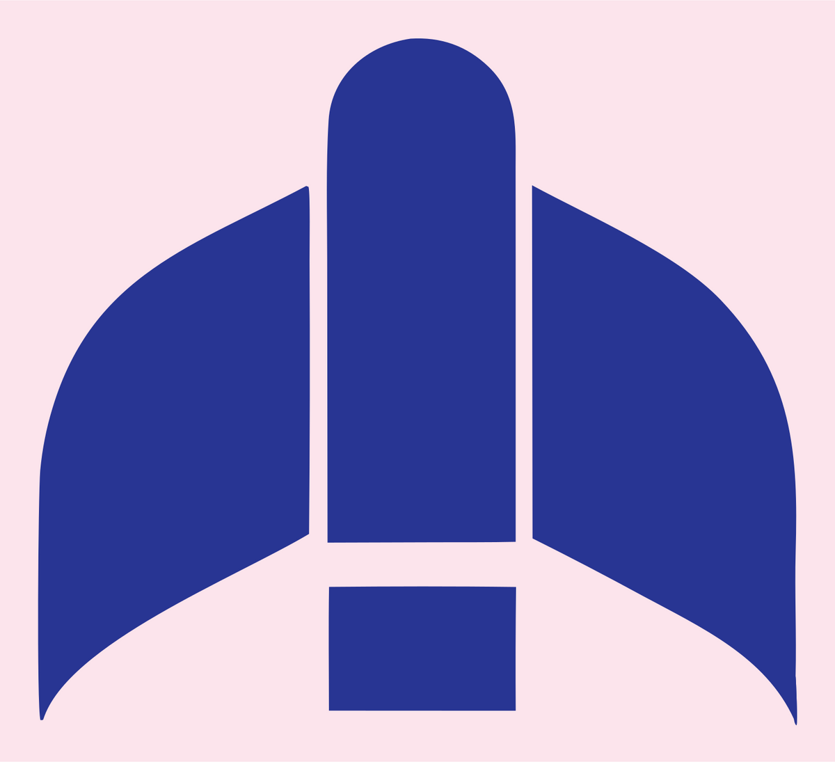 Brutalist Split Wing Jet Fuselage Crest #fce4ec/#283593