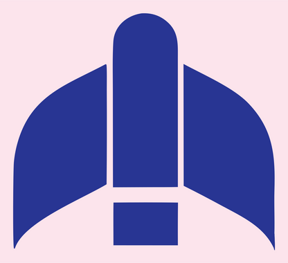 Brutalist Split Wing Jet Fuselage Crest #fce4ec/#283593
