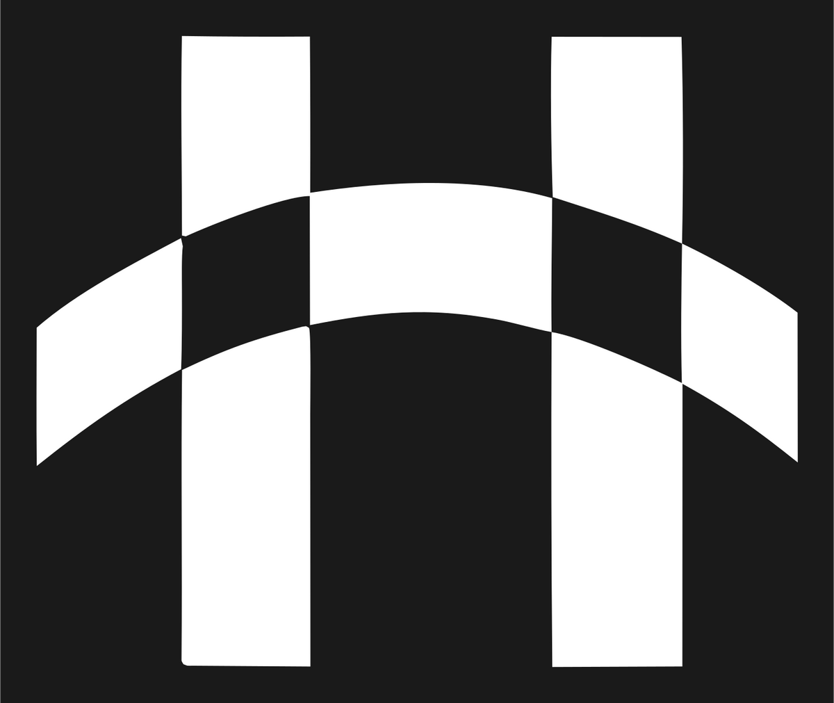 Brutalist Checkered Flag Arch Gateway Crest #1a1a1a/#ffffff