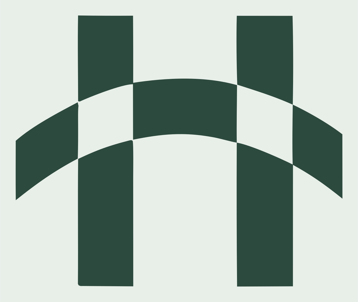 Brutalist Checkered Flag Arch Gateway Crest #e8efe9/#2d4a3e